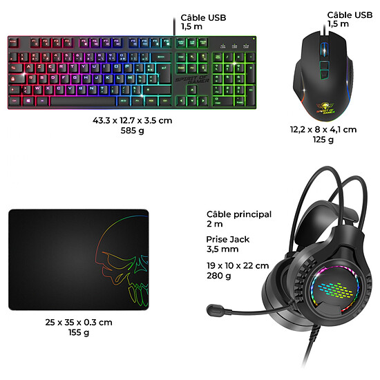 Clavier souris gamer Spirit of Gamer Ultimate 100 - Pack Gaming 4-en-1 - Autre vue