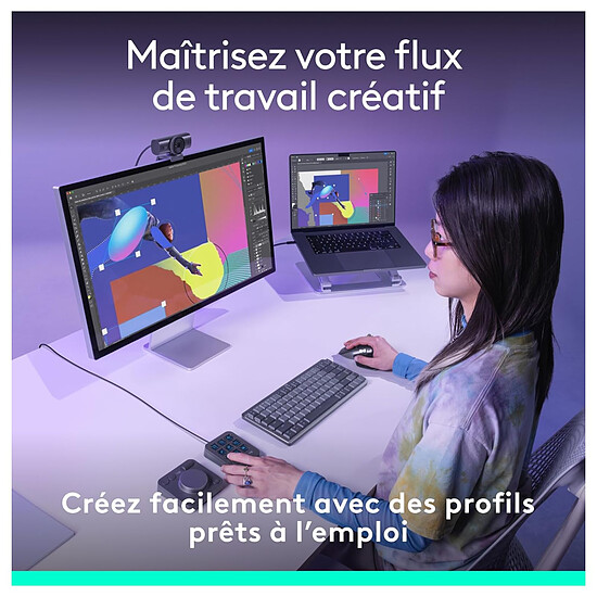 Accessoires streaming Logitech MX Creative Console - Gris clair - Autre vue