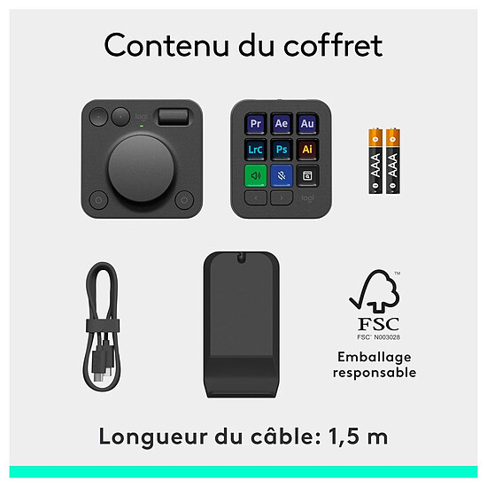 Accessoires streaming Logitech MX Creative Console - Gris clair - Autre vue