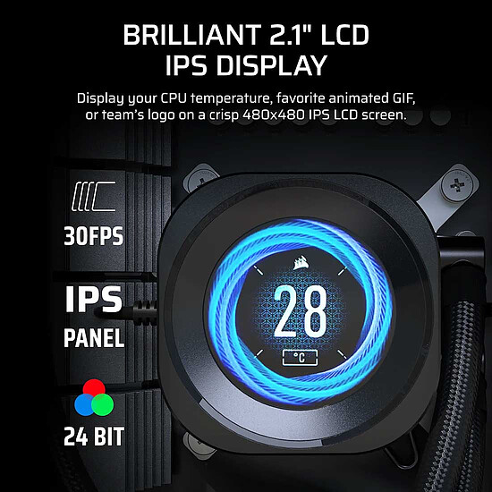 Watercooling AIO Corsair Module d'écran LCD NAUTILUS RS - Noir - Autre vue