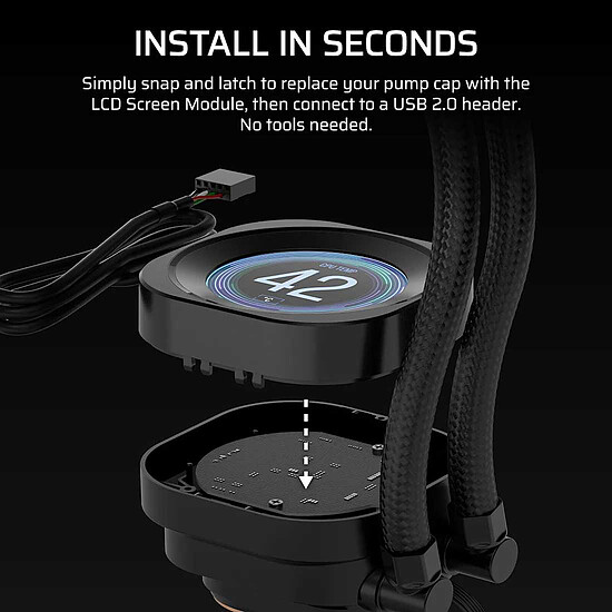 Watercooling AIO Corsair Module d'écran LCD NAUTILUS RS - Noir - Autre vue