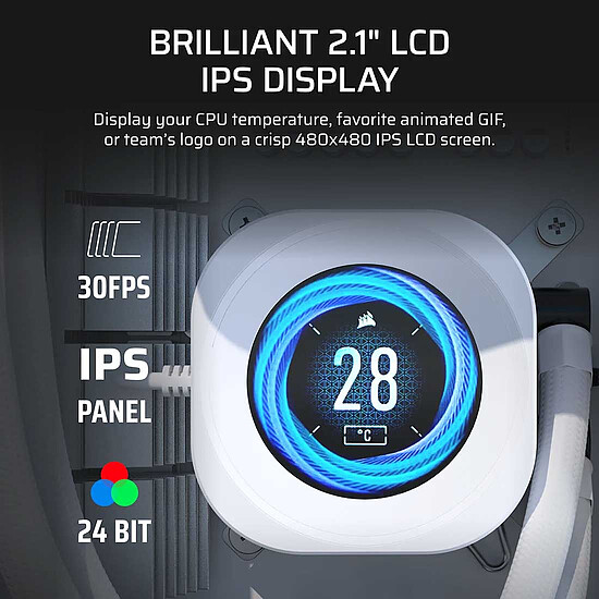 Watercooling AIO Corsair Module d'écran LCD NAUTILUS RS - Blanc - Autre vue
