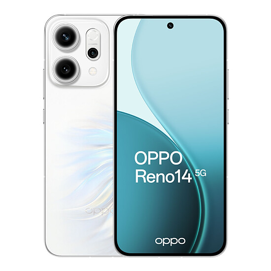Smartphone OPPO Reno 14 5G (Blanc opale) - 512 Go - 12 Go - Autre vue
