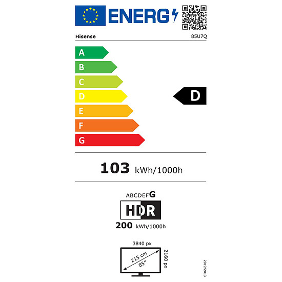 TV Hisense 85U7Q - TV 4K UHD HDR - 215 cm - Autre vue