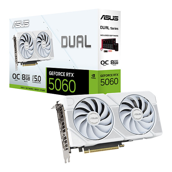 Carte graphique Asus DUAL GeForce RTX 5060 8GB GDDR7 OC Edition White