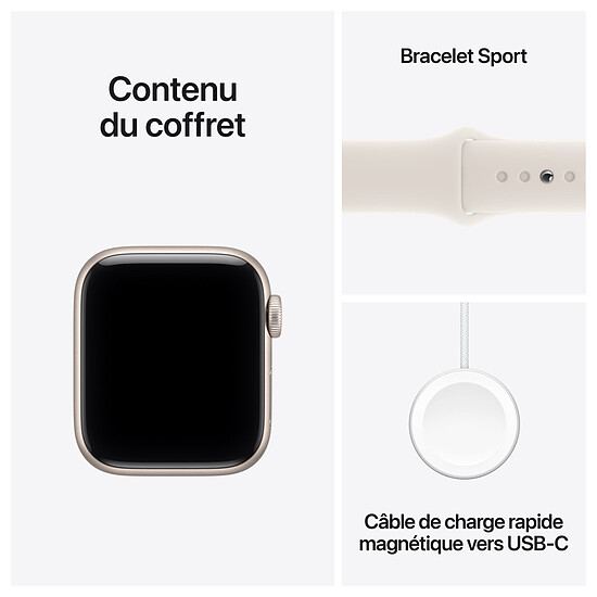 Montre connectée Apple Watch SE 3 GPS + Cellular 40 mm Aluminium Lumière Stellaire Bracelet Sport Lumière Stellaire M/L - Autre vue