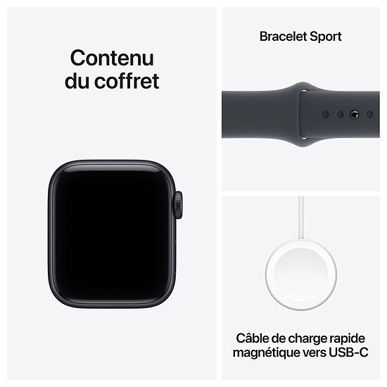 Montre connectée Apple Watch SE 3 GPS 44 mm Minuit Bracelet Sport Sport Minuit S/M  - Autre vue