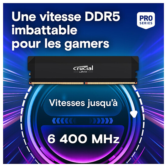 Mémoire RAM Crucial Pro DDR5 Overclocking - 2 x 16 Go (32 Go) -  6400 MHz - CL38 - Autre vue
