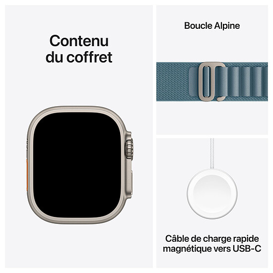 Montre connectée Apple Watch Ultra 3 GPS + Cellular 49 mm Titane Naturel Boucle Alpine Bleu Clair S - Autre vue