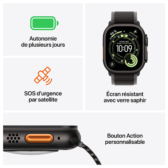 Montre connectée Apple Watch Ultra 3 GPS + Cellular 49 mm Titane Naturel Bracelet Milanais en Titane Naturel M - Autre vue
