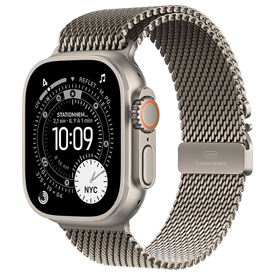 Montre connectée Apple Watch Ultra 3 GPS + Cellular 49 mm Titane Naturel Bracelet Milanais en Titane Naturel M - Autre vue