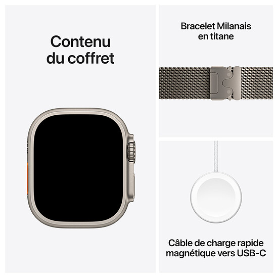 Montre connectée Apple Watch Ultra 3 GPS + Cellular 49 mm Titane Naturel Bracelet Milanais en Titane Naturel M - Autre vue