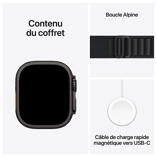 Montre connectée Apple Watch Ultra 3 GPS + Cellular 49 mm Titane Noir Boucle Alpine Noir S - Autre vue