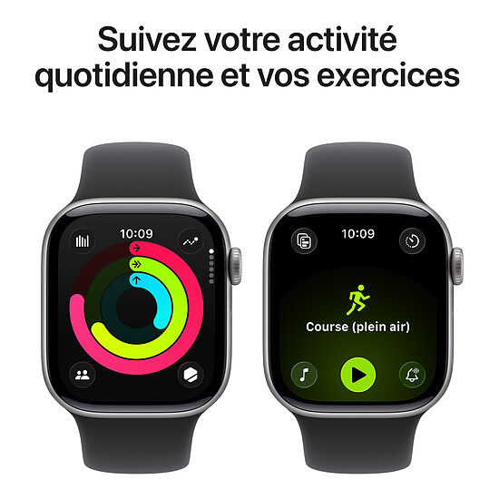 Montre connectée Apple Watch Series 11 GPS - Aluminium Gris sidéral  - Bracelet Sport Noir - 42 mm - Taille S/M - Autre vue