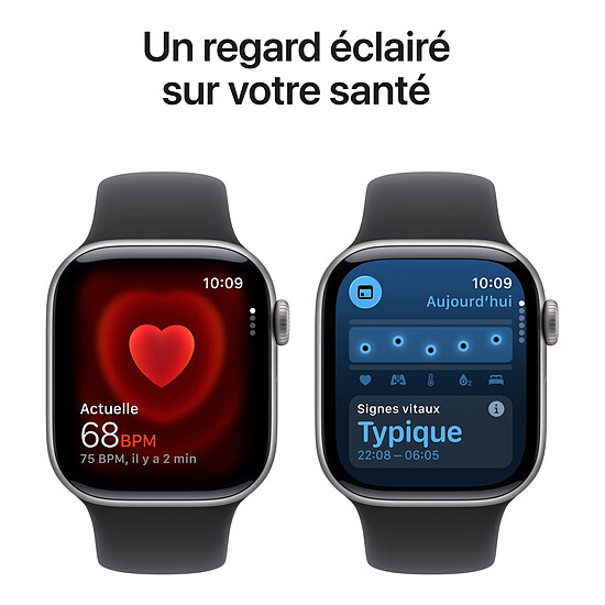 Montre connectée Apple Watch Series 11 GPS - Aluminium Gris sidéral  - Bracelet Sport Noir - 46 mm - Taille M/L - Autre vue