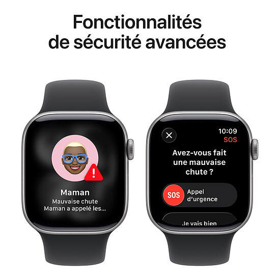 Montre connectée Apple Watch Series 11 GPS - Aluminium Gris sidéral  - Bracelet Sport Noir - 46 mm - Taille M/L - Autre vue