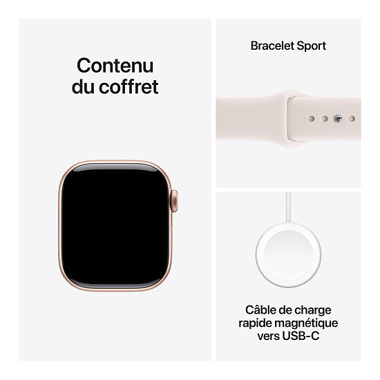 Montre connectée Apple Watch Series 11 GPS - Aluminium Or rose  - Bracelet Sport Rose - 42 mm - Taille S/M - Autre vue