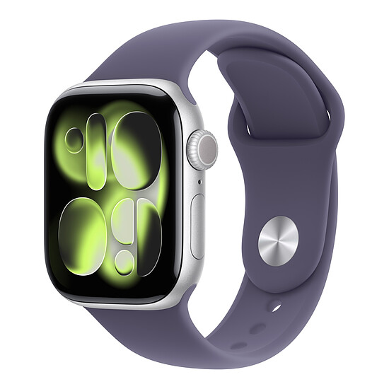 Montre connectée Apple Watch Series 11 GPS - Aluminium Argent  - Bracelet Sport Violet  - 46 mm - Taille M/L - Autre vue