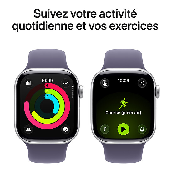 Montre connectée Apple Watch Series 11 GPS - Aluminium Argent  - Bracelet Sport Violet  - 46 mm - Taille M/L - Autre vue