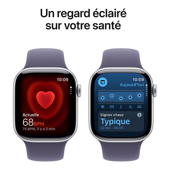Montre connectée Apple Watch Series 11 GPS - Aluminium Argent  - Bracelet Sport Violet  - 46 mm - Taille M/L - Autre vue