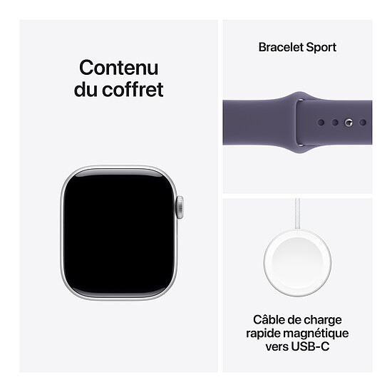 Montre connectée Apple Watch Series 11 GPS - Aluminium Argent  - Bracelet Sport Violet  - 42 mm - Taille M/L - Autre vue