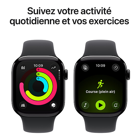 Montre connectée Apple Watch Series 11 GPS + Cellular - Aluminium Noir de Jais - Bracelet Sport Noir - 46 mm - Taille S/M - Autre vue