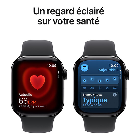 Montre connectée Apple Watch Series 11 GPS + Cellular - Aluminium Noir de Jais - Bracelet Sport Noir - 46 mm - Taille S/M - Autre vue