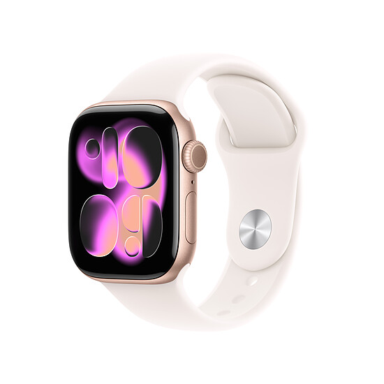 Montre connectée Apple Watch Series 11 GPS + Cellular - Aluminium Or rose - Bracelet Sport Noir - 46 mm - Taille M/L - Autre vue