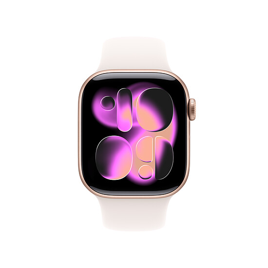 Montre connectée Apple Watch Series 11 GPS + Cellular - Aluminium Or rose - Bracelet Sport Noir - 46 mm - Taille S/M - Autre vue