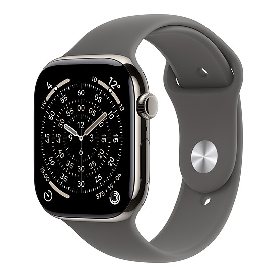Montre connectée Apple Watch Series 11 GPS + Cellular - Titane Naturel - Bracelet Sport Gris minéral - 46 mm - Taille S/M - Autre vue