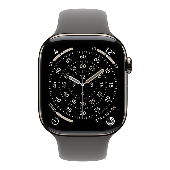 Montre connectée Apple Watch Series 11 GPS + Cellular - Titane Naturel - Bracelet Sport Gris minéral - 46 mm - Taille M/L - Autre vue