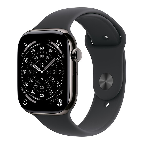 Montre connectée Apple Watch Series 11 GPS + Cellular - Titane Ardoise - Bracelet Sport Noir - 46 mm - Taille M/L - Autre vue