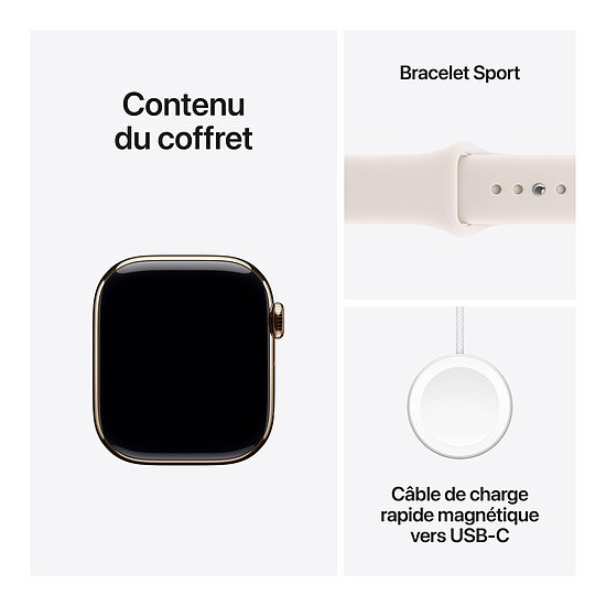 Montre connectée Apple Watch Series 11 GPS + Cellular - Titane Or - Bracelet Sport Rose - 42 mm - Taille M/L - Autre vue