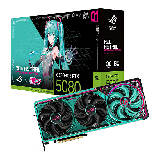 Carte graphique Asus ROG Astral GeForce RTX 5080 16GB GDDR7 OC Hatsune Miku Edition
