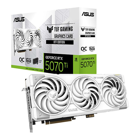Carte graphique ASUS TUF Gaming GeForce RTX 5070 Ti 16GB GDDR7 BTF White OC Edition