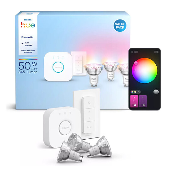 Ampoule connectée Philips Hue White Ambiance Kit de démarrage Essential GU10 4.7 W Bluetooth x 3 - Autre vue