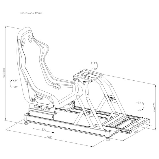 Cockpit / Siège de simracing OPLITE Cockpit R8 Fury - Blanc - Autre vue