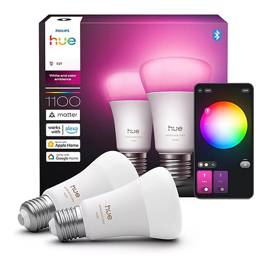 Lampe connectée Philips Hue White and Color Ambiance E27 A60 11 W Bluetooth x 2 - Autre vue