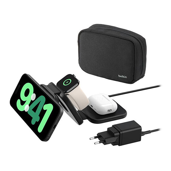 Chargeur Belkin BoostCharge Pro Station de recharge aimantée 3-en-1 portable avec Qi2 - 15 W - Autre vue