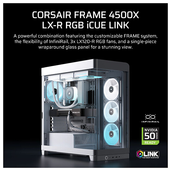 Boîtier PC Corsair Frame 4500X LX-R ARGB - Blanc - Autre vue