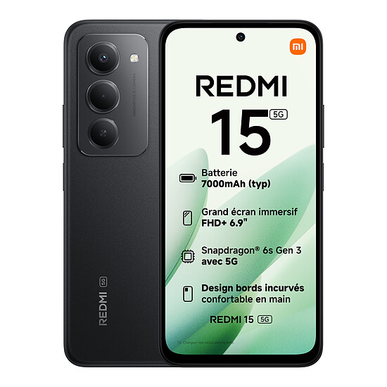 Xiaomi Redmi 15 5G Noir - 256 Go - 8 Go