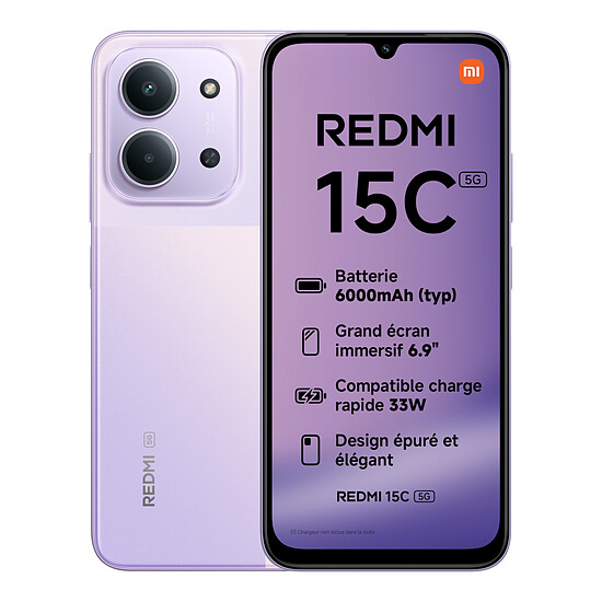Smartphone Xiaomi Redmi 15C 5G Violet - 128 Go - 4 Go - Autre vue