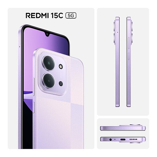 Smartphone Xiaomi Redmi 15C 5G Violet - 256 Go - 4 Go - Autre vue