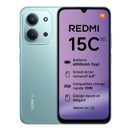 Smartphone Xiaomi Redmi 15C 5G Vert - 128 Go - 4 Go