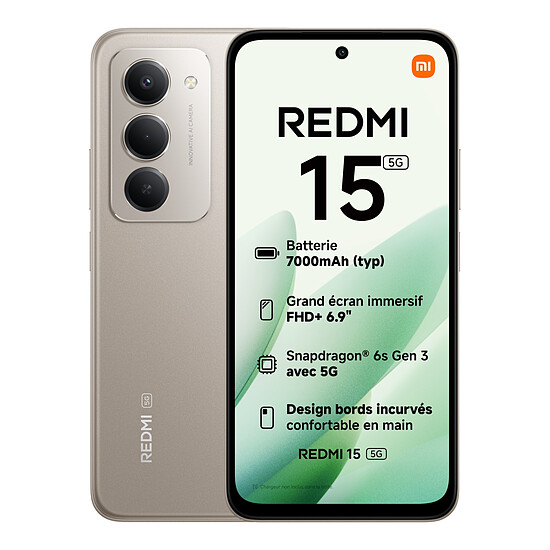 Smartphone Xiaomi Redmi 15 5G Gris - 256 Go - 8 Go - Autre vue