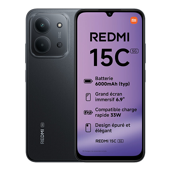 Smartphone reconditionné Xiaomi Redmi 15C 5G Noir - 256 Go - 4 Go · Reconditionné - Autre vue