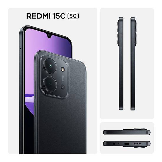 Smartphone reconditionné Xiaomi Redmi 15C 5G Noir - 256 Go - 4 Go · Reconditionné - Autre vue