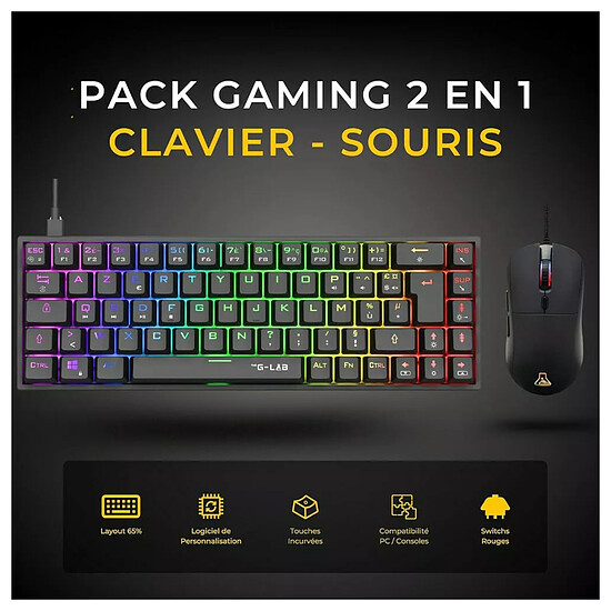 Clavier souris gamer The G-Lab Combo Titanium - Noir - Autre vue