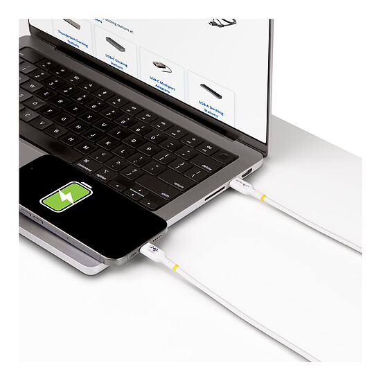 Câble USB StarTech.com Câble USB-C vers USB-C 2.0 - 240W 5A PD EPR - 2 m - Blanc - Autre vue