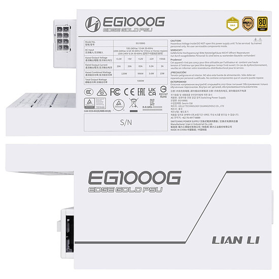 Alimentation PC Lian Li Edge 1000W 80PLUS Gold with Hub - Blanc - Autre vue